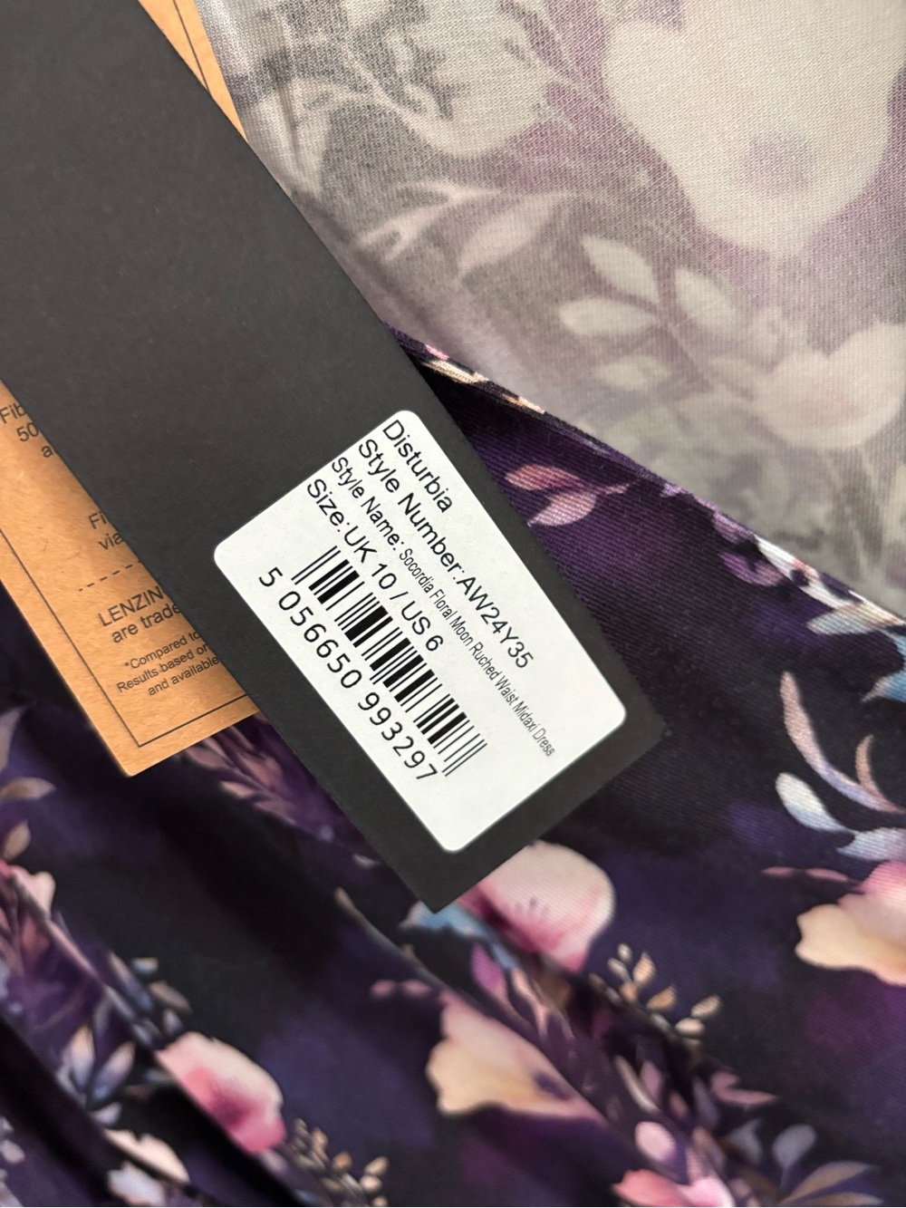 Disturbia Socordia Floral Moon V-Neck Midi Dress in Purple and Pink - Picture 2 of 2